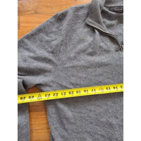 BLOOMINDALES Sweater Mens Cashmere 1/4 Zip Pullover Y2K XL Gray A001656